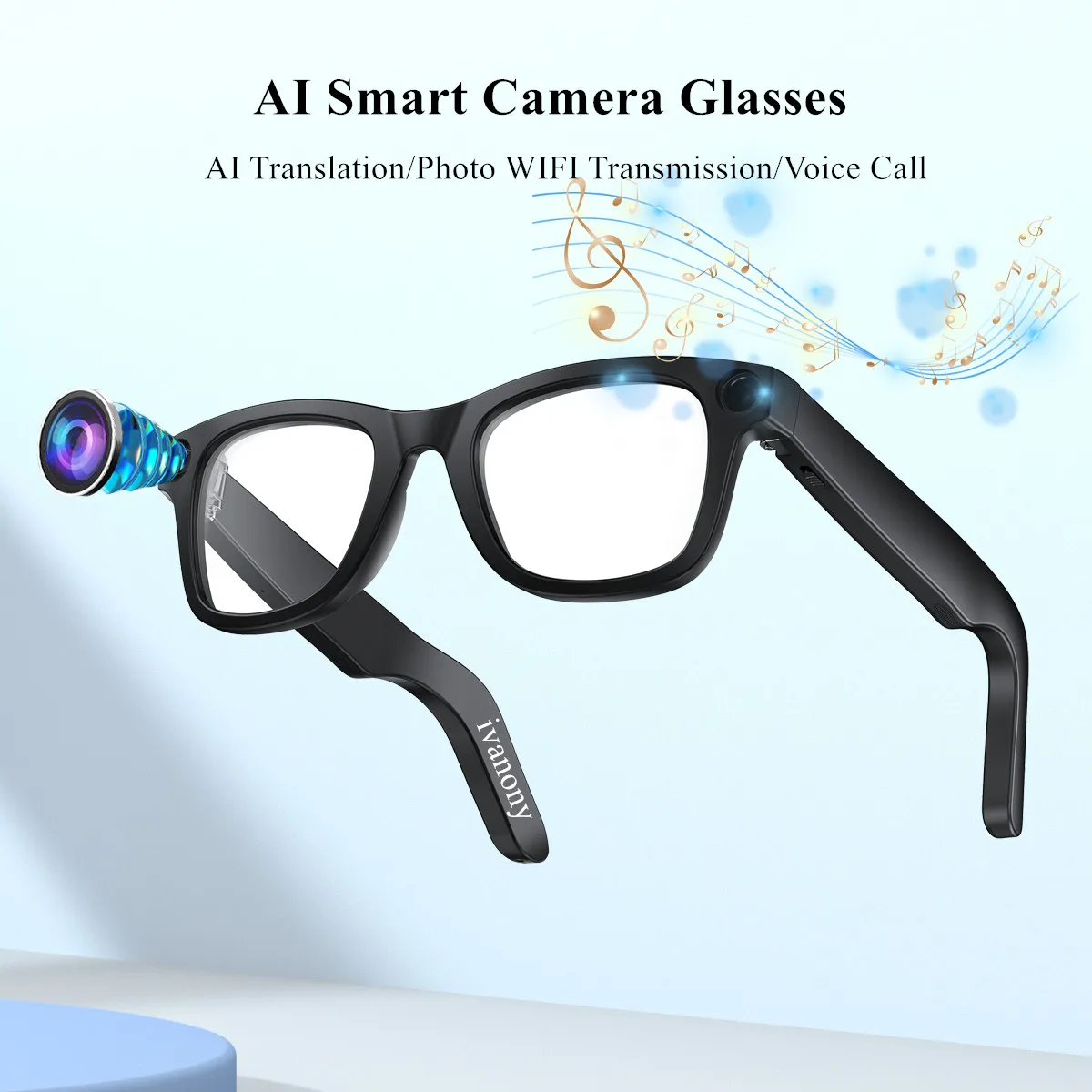 8MP AI Smart Camera Glasses Image Recognition Anti Shake Shooting Video Recording Play Songs Bluetooth Call Translation Glasses