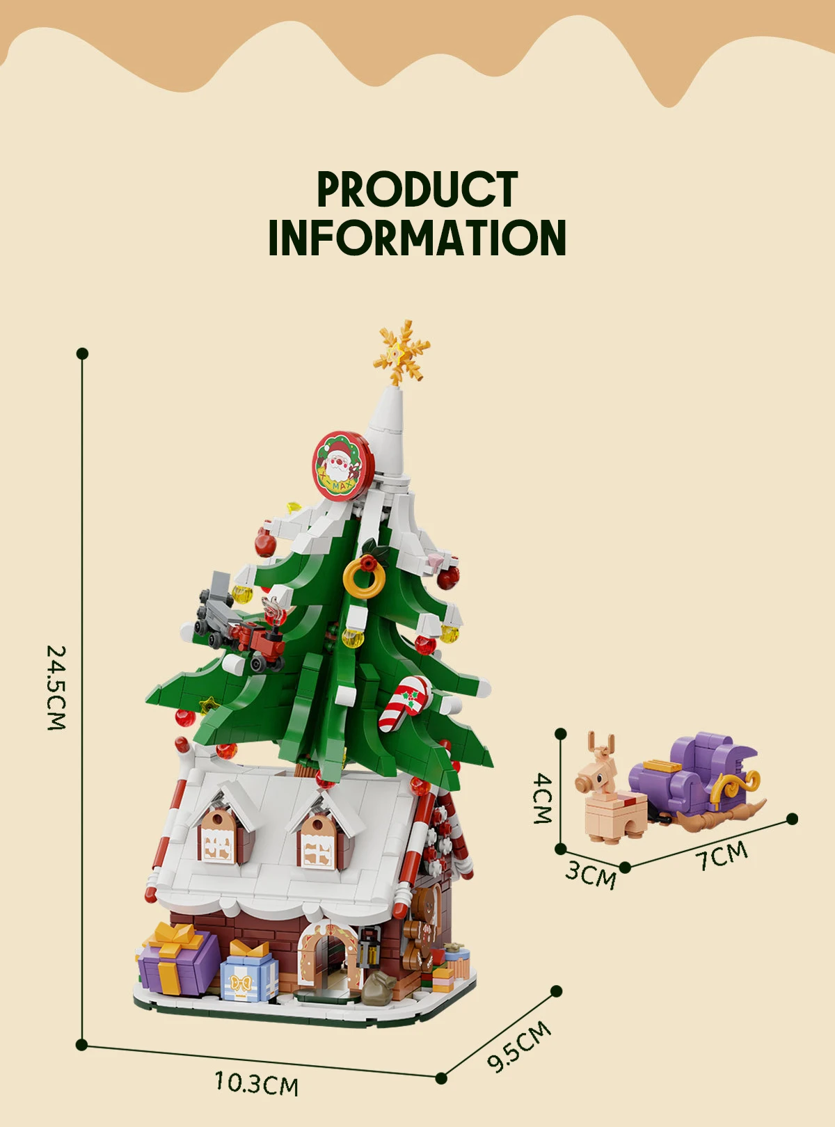 크리스마스 크리스마스 트리 엘크 크리스마스 하우스 빌딩 블록 DIY 조립 크리스마스 트리 장식 벽돌 세트 어린이를위한 장난감 어린이 선물