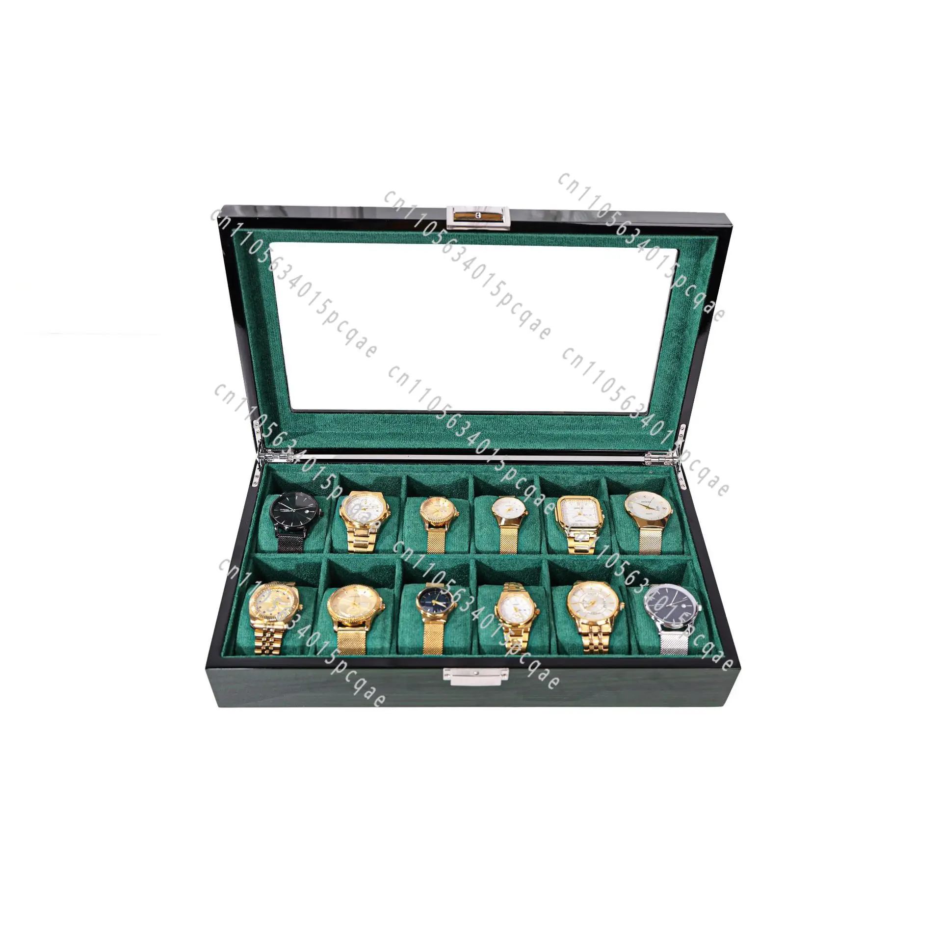 Watch Storage Box Green 12-position Window Counter Display Wooden Box Piano Paint Watch Box