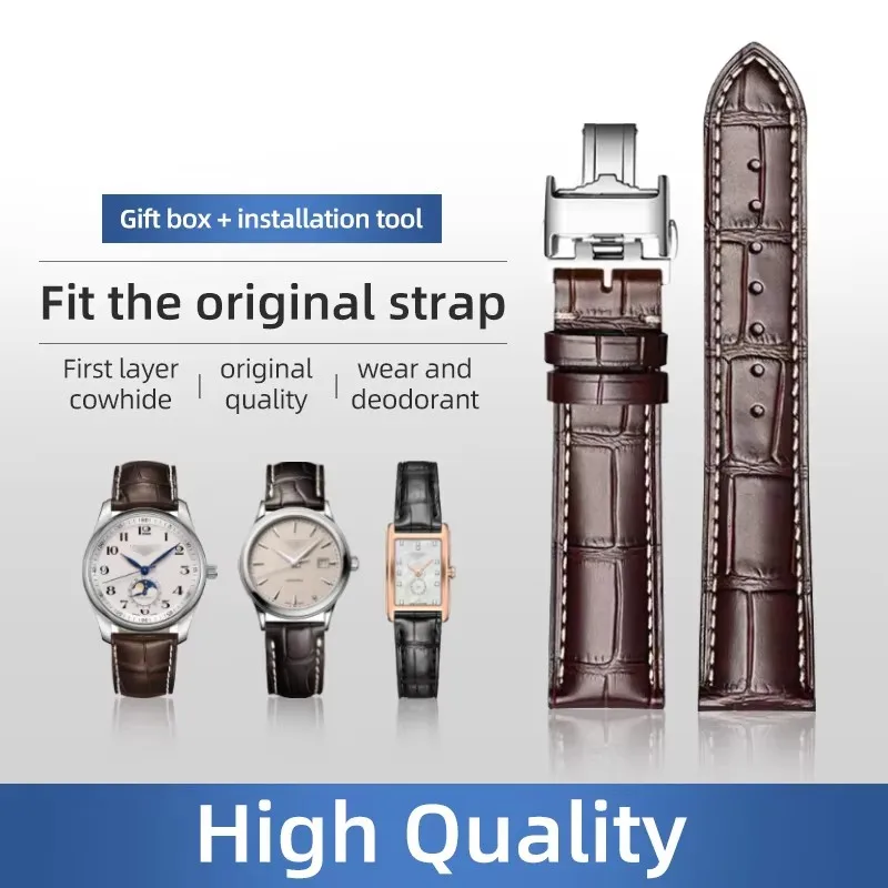 Leather Watch Strap Genuine for Longines Accessories Watchbands Butterfly Buckle Wrist band 18 19 20 21 22mm