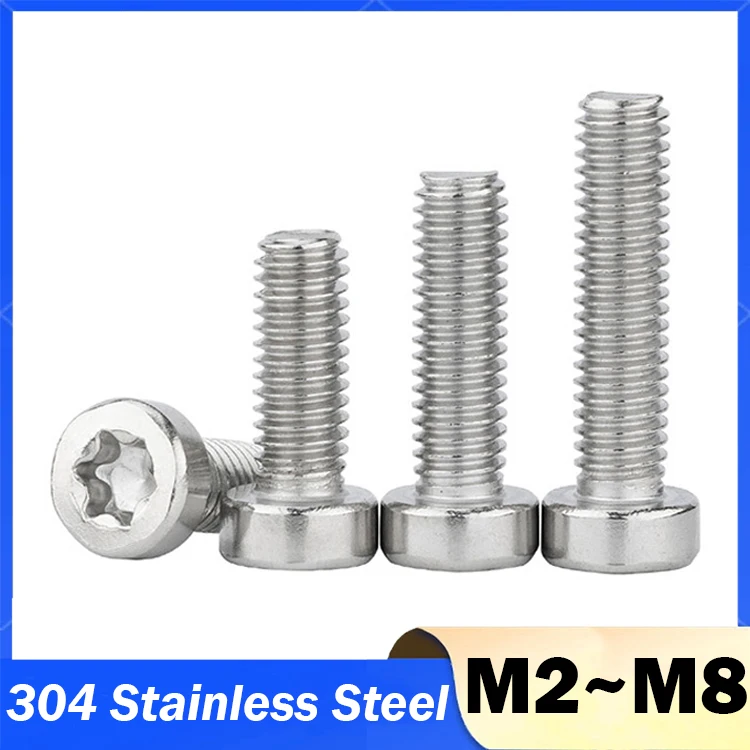 M1.6 M2 M2.5 M3 M4 M5 M6 M8 304 A2-70 Stainless Steel ISO14580 Torx Six-Lobe Thin Low Short Profile Head Cap Bolt Screw