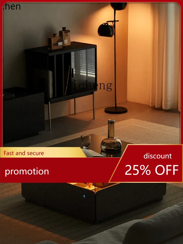 

HT Manxing Coffee Table Rock Slab Coffee Table Atmosphere Solid Wood with Drawer Modern Minimalist Home Living Room