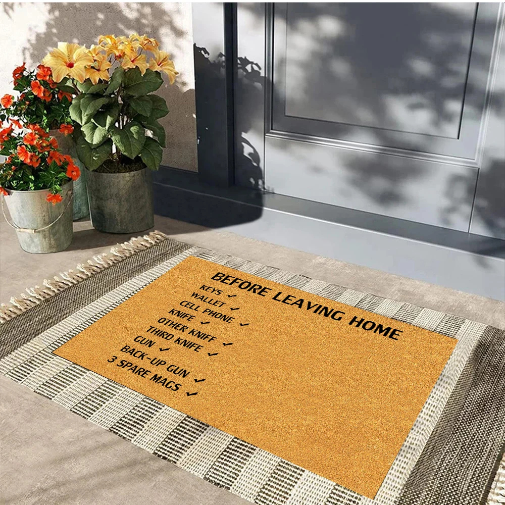 Take your keys Gun Before Leaving Home Doormat Entrance,Non-Slip Rubber Floor Mat, Housewarming Welcome Door Mat,Home Decor