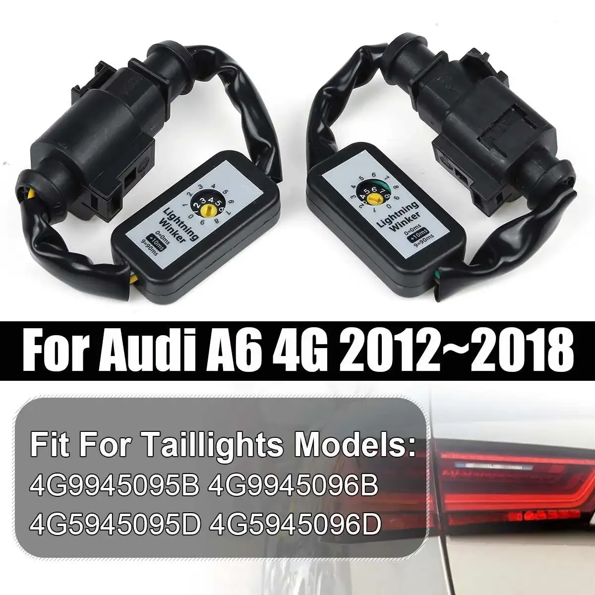 

2x Black Dynamic Turn Signal Indicator LED Taillight Add-on Module Cable Wire Harness For Audi A6 4G 2012~2018 Tail Light