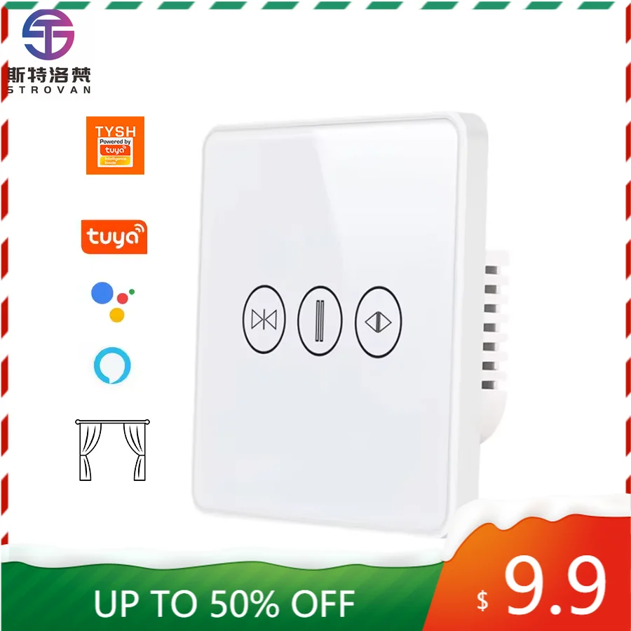 

STLF Tuya Customized Smart Touch Switch Single Pole WiFi Curtain WiFi Smart Switch for Smart Life App Compatible EU UK US