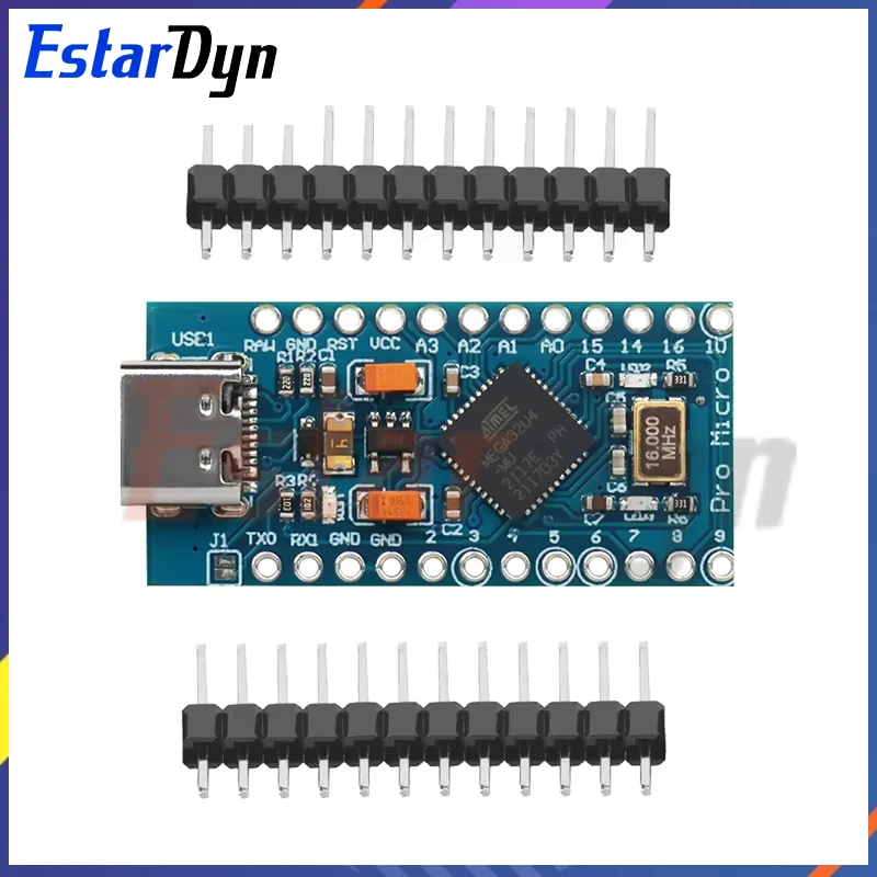 Estardyn MICRO/TYPE-C USB ATMEGA32U4 Module 5V 16MHz Board For Arduino ATMEGA32U4-AU/MU Controller Pro-Micro Replace for arduino