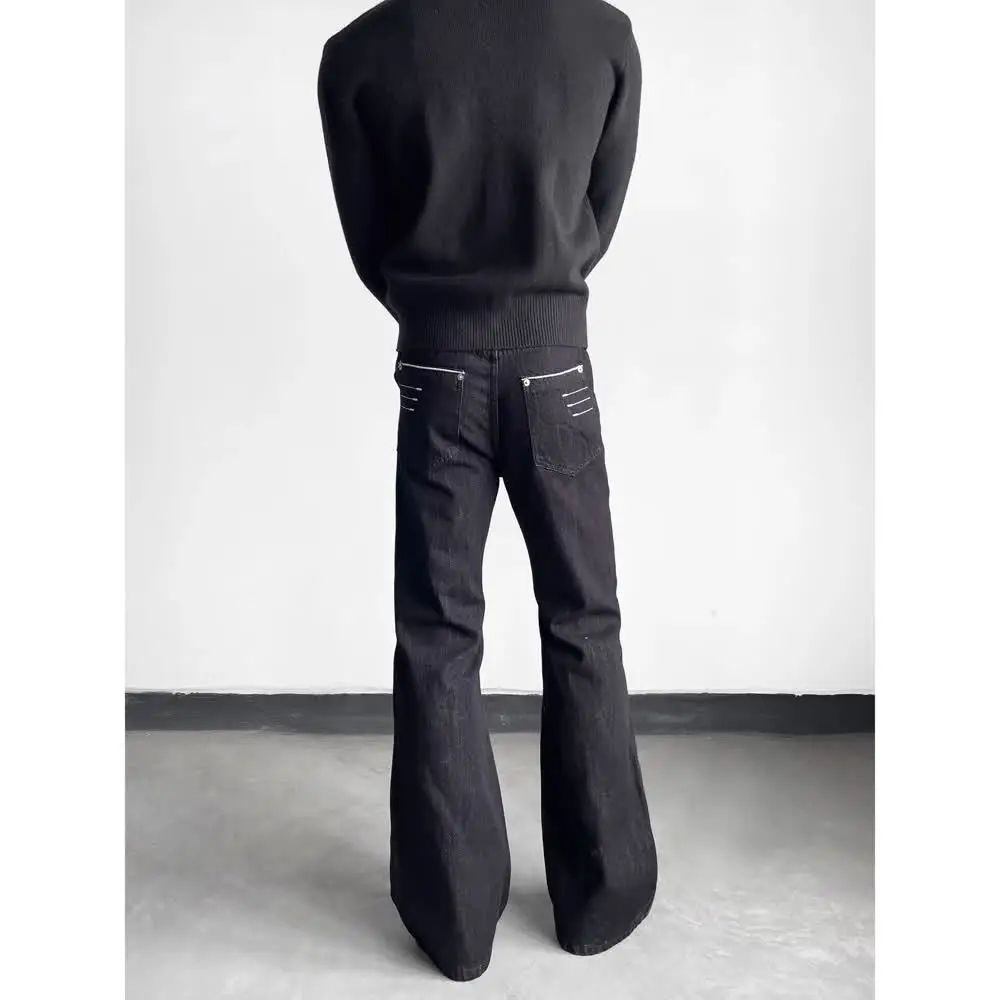 American Retro Original Cow Simple Micro-pull Jeans Men's And Women's Loose A-shaped Straight Pants tide