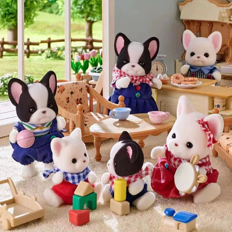 

Sylvanian Families Anime Figures Kawaii Raincoat Babies Bell Cat Set Nursery Playmates Baby Doll Child Gift Toys Room Ornament