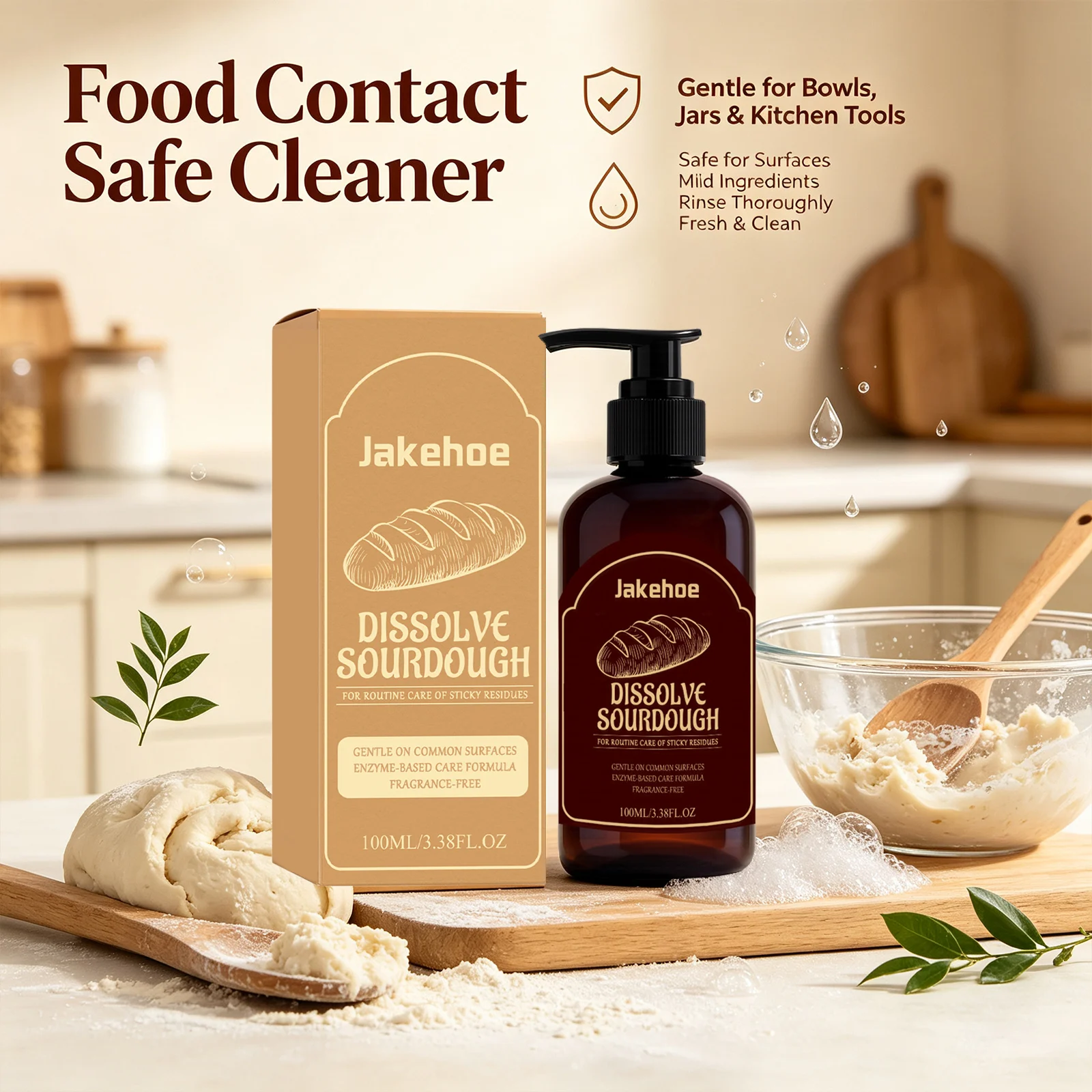 Sticky Dough Cleaner Dissolve Dough Residue Clean Kitchen Tools Suitable for Food Contact Surfaces Gentle Kitchen Stain Remover