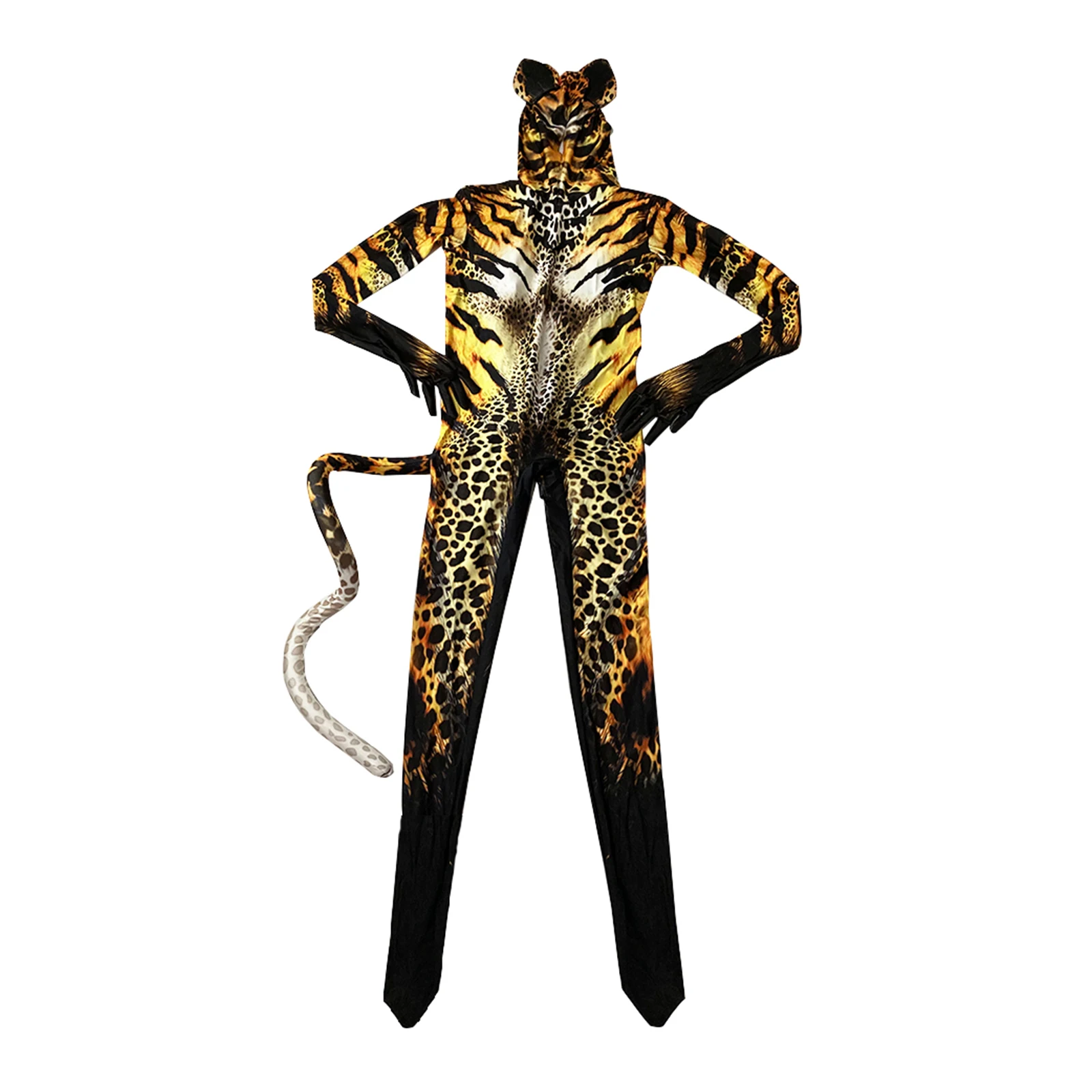 Fashionable Halloween Costumes Elastic Jumpsuit For Cosplay Club Party Role Play Dance Performance Stage 3d Print Animal Costume