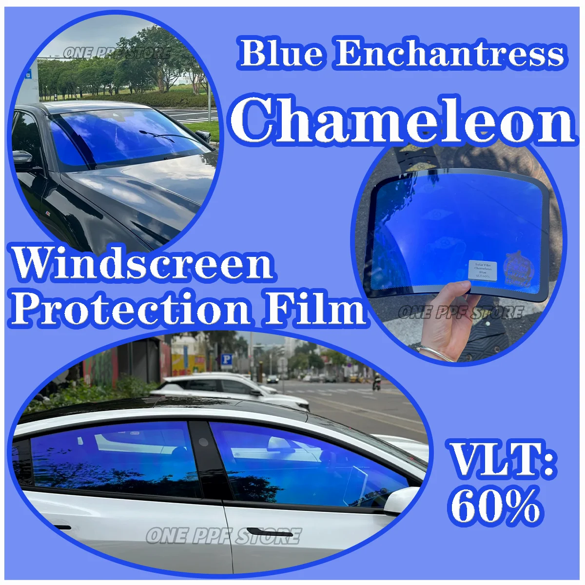 Width50/76/100cm 76% Blue Chameleon Film Car Window Color Chanage Tint Glass Sticker Solar Decorative Protective Foils