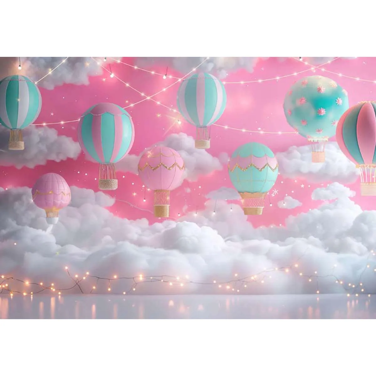 

Allenjoy Hot Air Balloon Pink Sky Backdrop