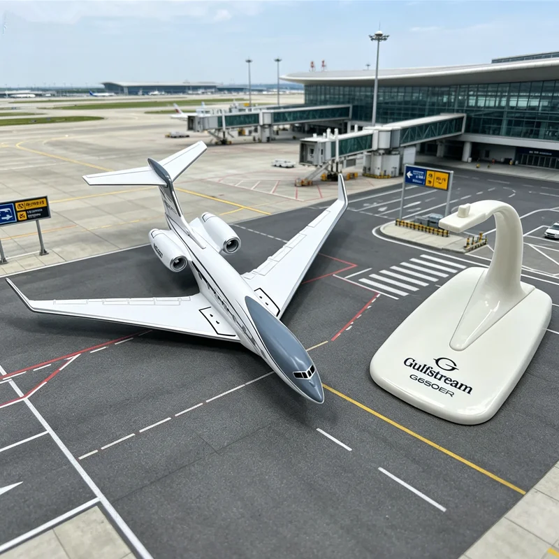 

16cm 1:200 Scale G650er Business Aircraft Diecast Alloy Finished Airplane Prototype With Base Collection Decoration Display Toys