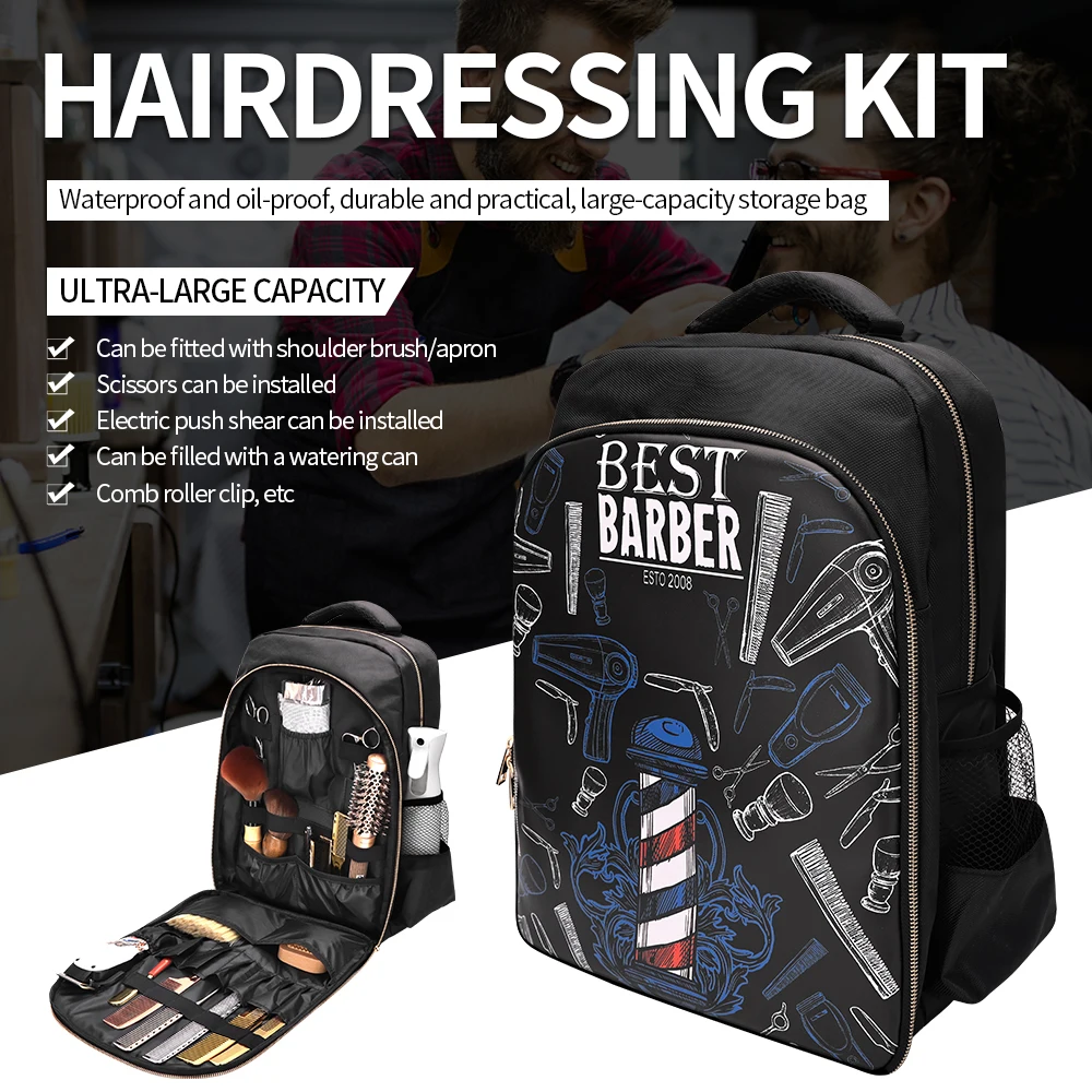 Barber Supplies Bag Hairstylist Clipper Organizer Portable Hairdressing Tool Storage Traveling Backpack Multi-functional Bookbag