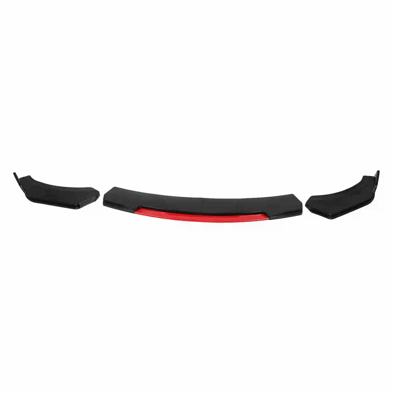 

6PCS Premium 4-Section Type 150cm Front Bumper Lip Separator with Red Lip-Universal Glossy Black Bumper Diffuser for Most Cars