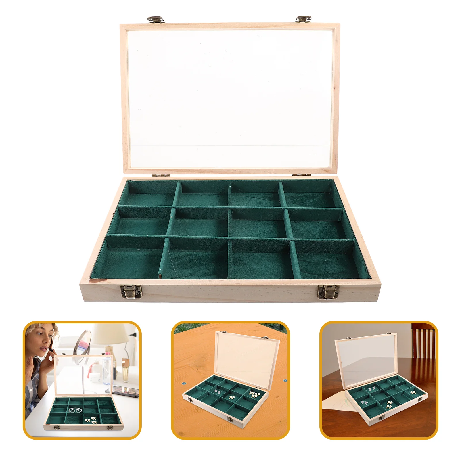 

Jewelry Box Organizer Storage Tray Holder Case Ring Display Clear Lid Scratch Resistant Stackable Desktop Earrings Necklaces