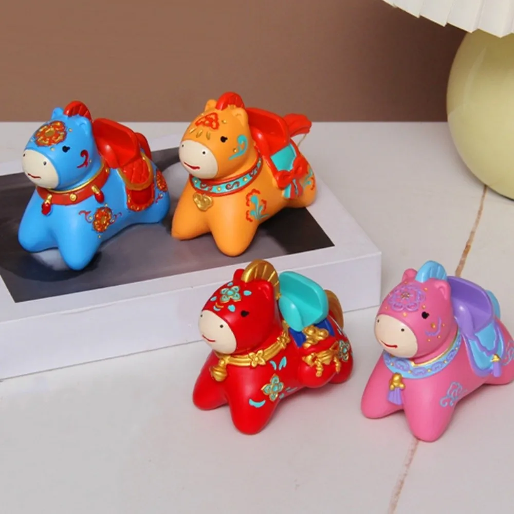 

Mascot Zodiac Horse Phone Stand Ornament Chinese Style Festival Decorative 2026 Horse Ornaments Holder Animal Statue Cartoon