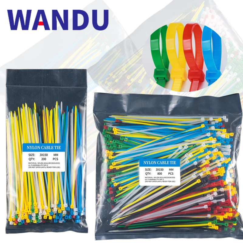 100/1000PCS Multi color set 2.5mm Self-Locking Nylon Cable Ties Plastic Zip Tie Binding Wrap Straps Fastening Loop Home Office