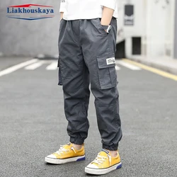 Boys Cargo Pants For Children Spring Autumn Boys Pocket Trousers Casual Kids Sport Pants Teenage Streetwear Clothes For 2-14Year