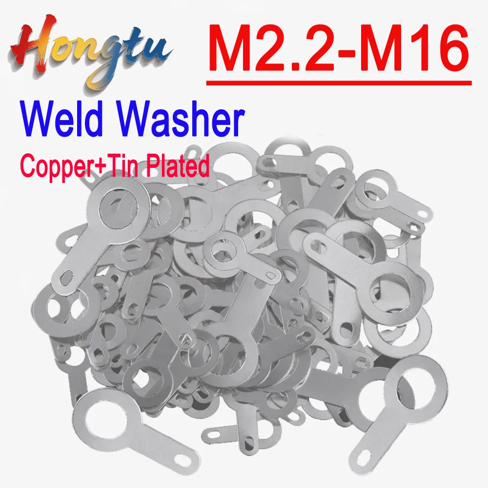 

Hongtu M2.2-M16 Tin-Plated Copper Soldering Lugs | Single-Head Design + Circular Welding Sheet/Weld Washer