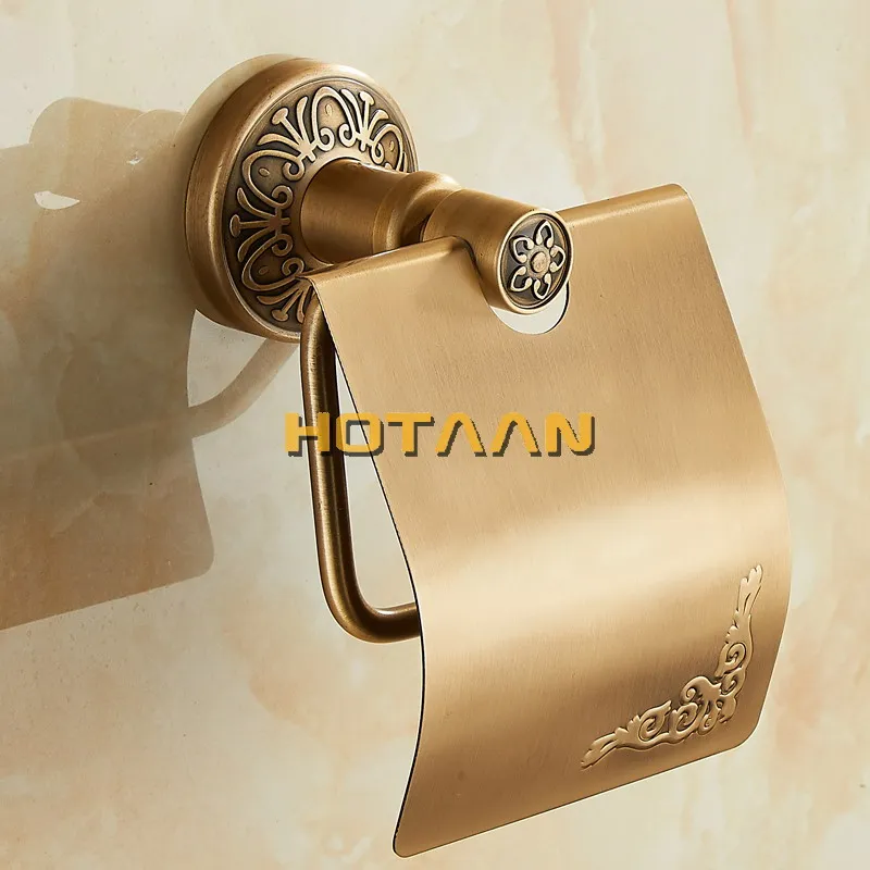 .,Solid AluminiumToilet Paper Holder Antique Brass Color Tissue Roll Paper Box Classic Bathroom Accessories YT-14292