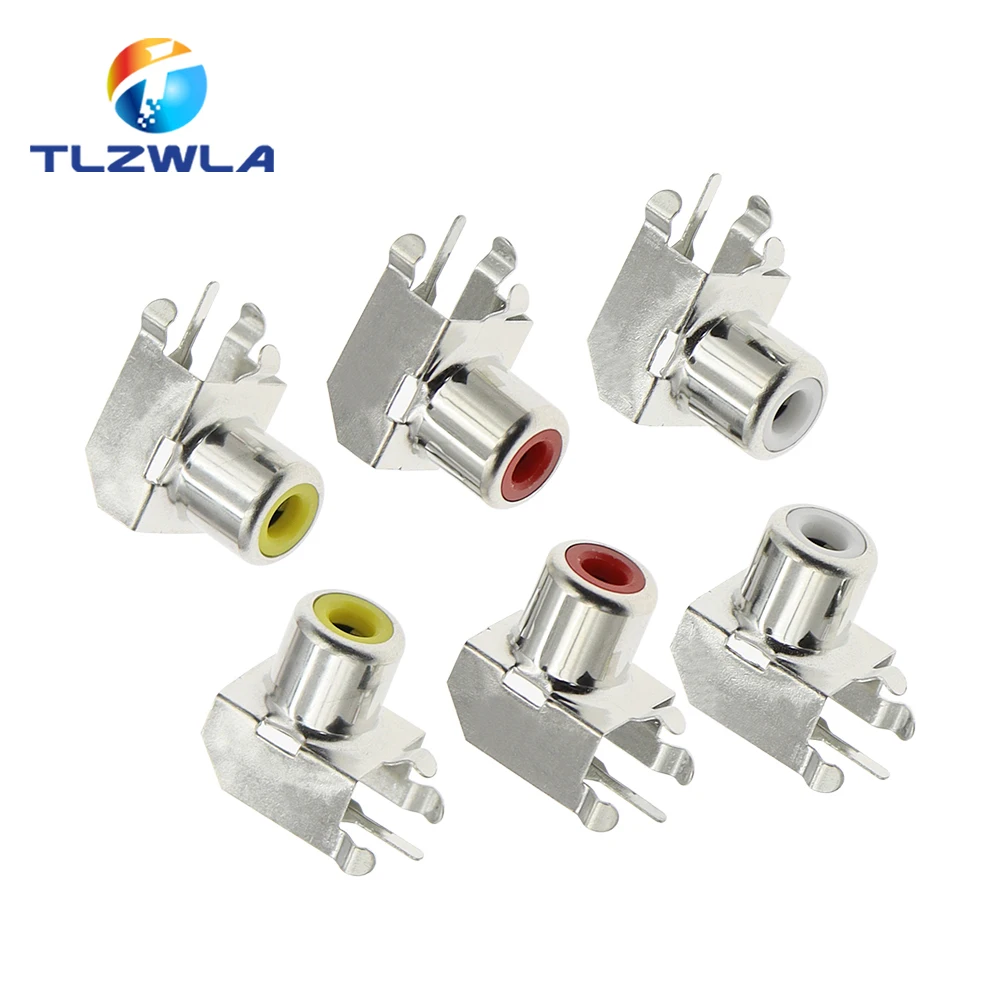 5PCS White/Yellow/Red RCA AV With The Core Socket Hole Seat 2 pin PCB Soldering Audio Video Jack Lotus Seat AV1-8.4-3B