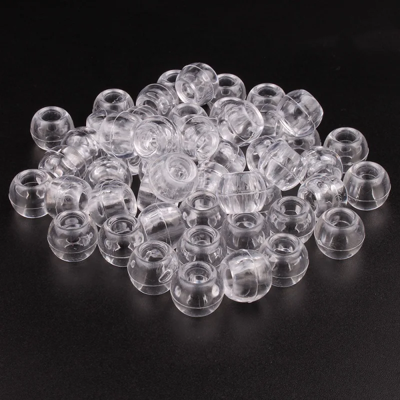 50pcs/Lot 12MM Transparent Resin Hair Beads 6mm Big Hole Dreadlock Beads For Braid Hair Cuff Accessories Metal Ring For Hair