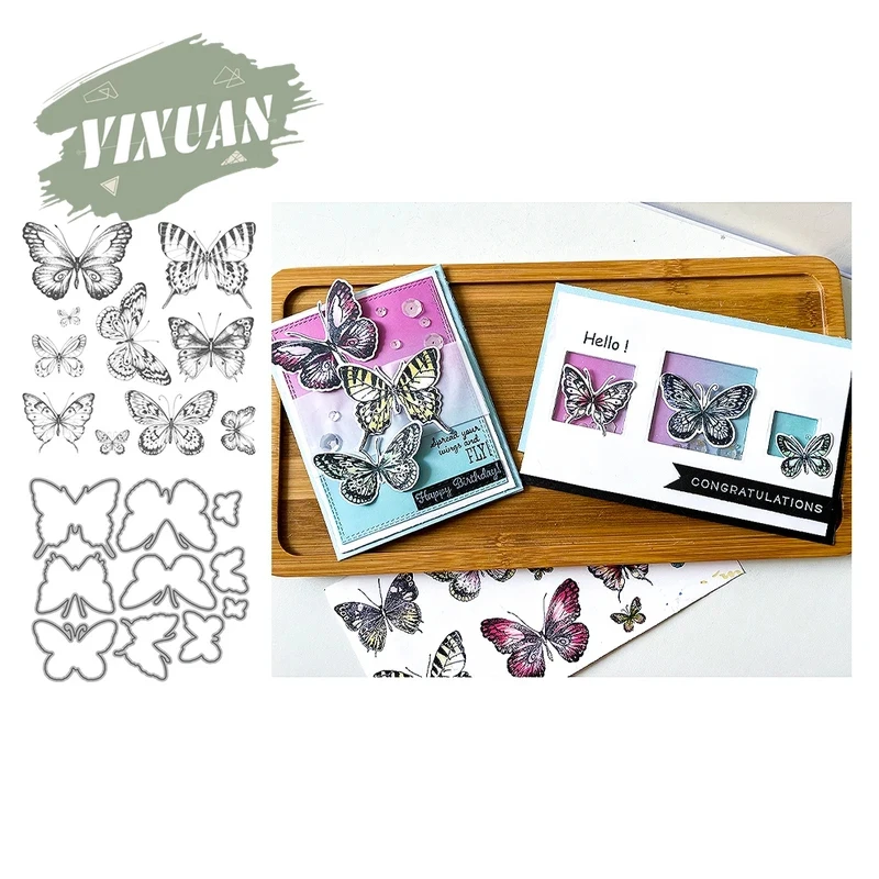 

Various Beauty Butterfly Metal Cutting Dies Clear Stamp DIY Scrapbook Dies Stamps Template For Paper Card Decor