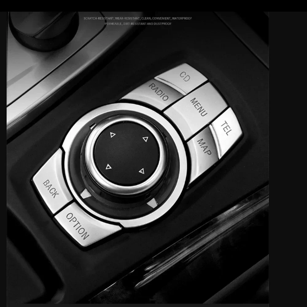 5x Chrome Car Multimedia Button Cover Trim For BMW 3 5 X1 X5 X6 Z4 E60 E61 E90 E70 E71 E72 E84 E89 Auto Para Accessoire Voiture