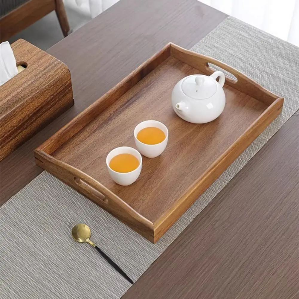 Decorate Tray Natural Wood Wooden Tray Rectangular Retro Style Food Storage Trays Dessert Pallet Kitchen