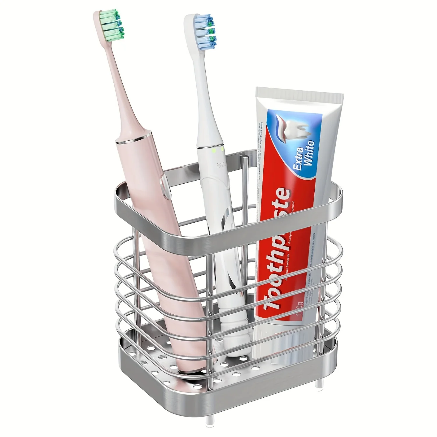 

Современный держатель для зубных щеток из нержавеющей стали — нержавеющая и многофункциональная подставка для организованных ванных комнат — компактный и стильный переменный ток