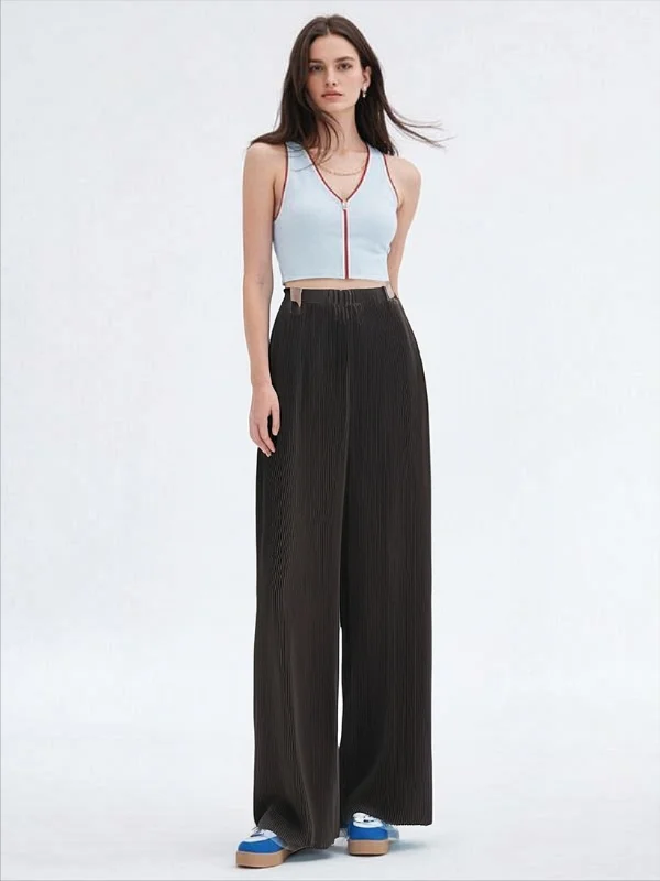 

Miyake Pleated 2025 Pants for Women's Autumn New Style, Loose High Waisted Straight Leg Pants, Casual Wide Leg Commuting Style