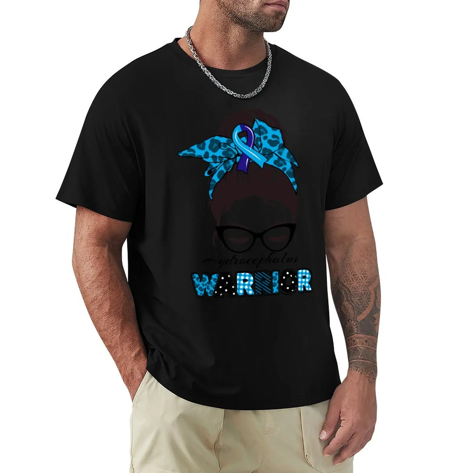 Hydrocephalus warrior messy bun girl- hydrocephalus Awareness T-Shirt Plus Size Everyday Tee Shirt