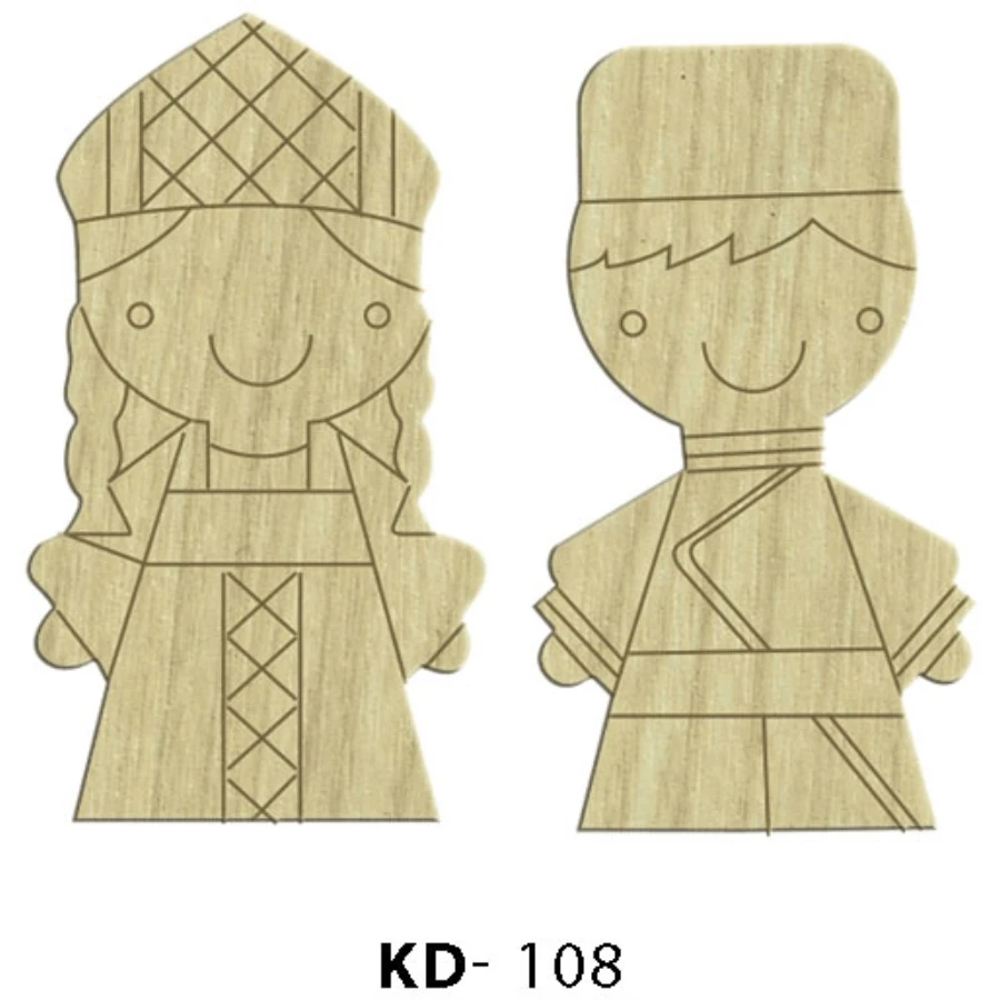 KD108 Women Men 2li Set Wooden Package Ornament, Hobby Painting Wood Ornament