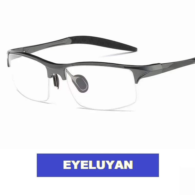 

EYELUYAN Sports Style Men's Eyeglass Frame Square Semi Rim Glasses Frames Prescription Eyeglasses Optical Eyewear 8177