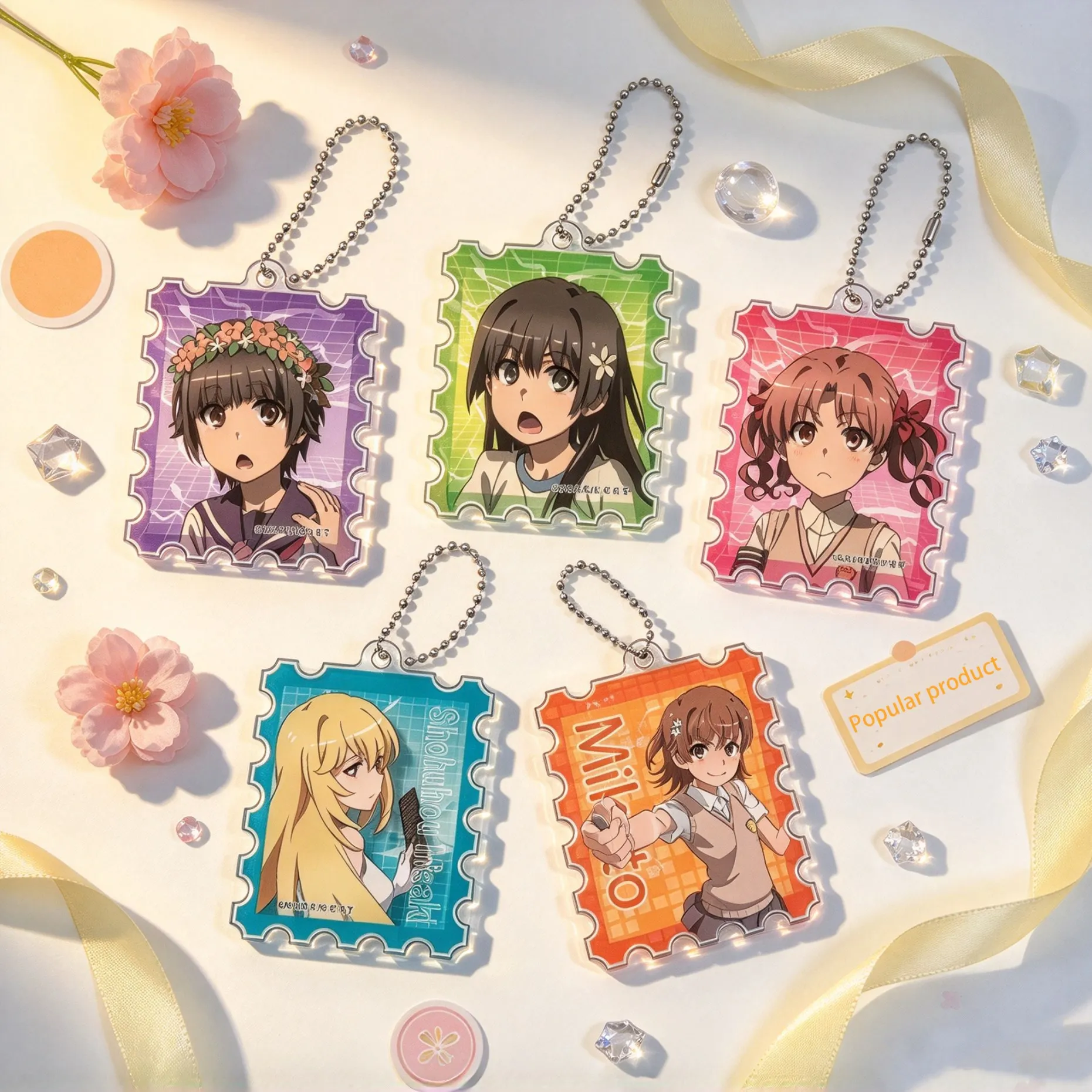 Anime A Certain Scientific Railgun Acrylic Key Chain  Pendant Jewelry Cute Creative Keychain Fashion Key Ring Gift 6CM