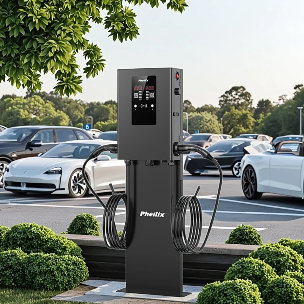 

Factory Outlet New Electric Car Charger EV Charging Pile with Double Type 2 Charging Plug Floor-Mounted Electric Vehicle Charger