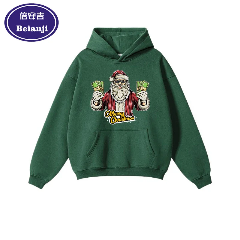 Beianji Christmas men's hoodie casual thick pullover off white jojo bizarre adventure cartoon holding USD print long sleeve top