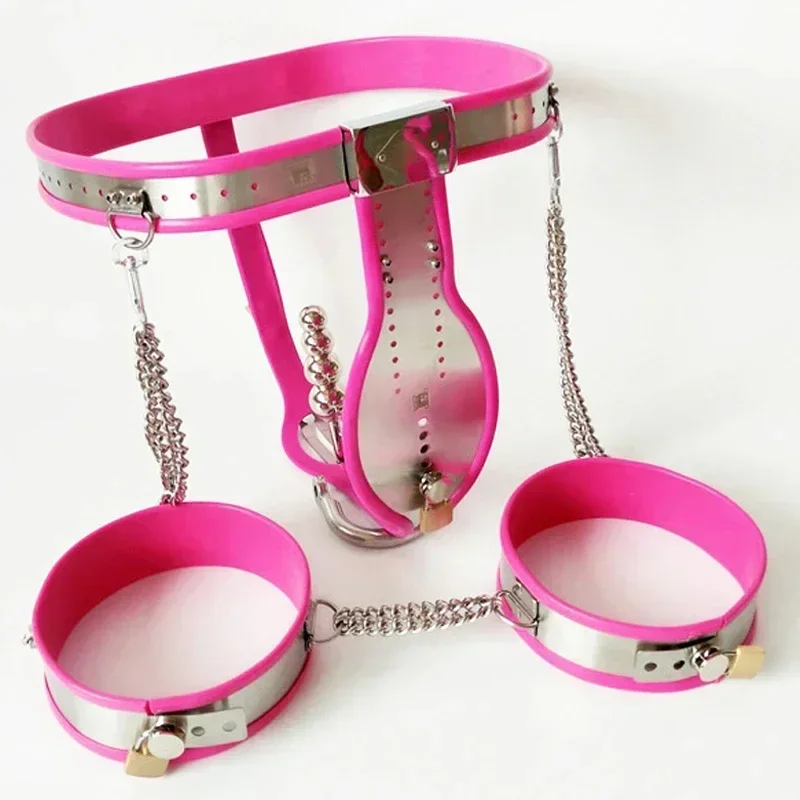 الفولاذ المقاوم للصدأ حزام العفة الذكور مع قفص القضيب قفل الأصفاد حلقات الفخذ BDSM عبودية مجموعة للكبار الرجال الجنس لعب #5