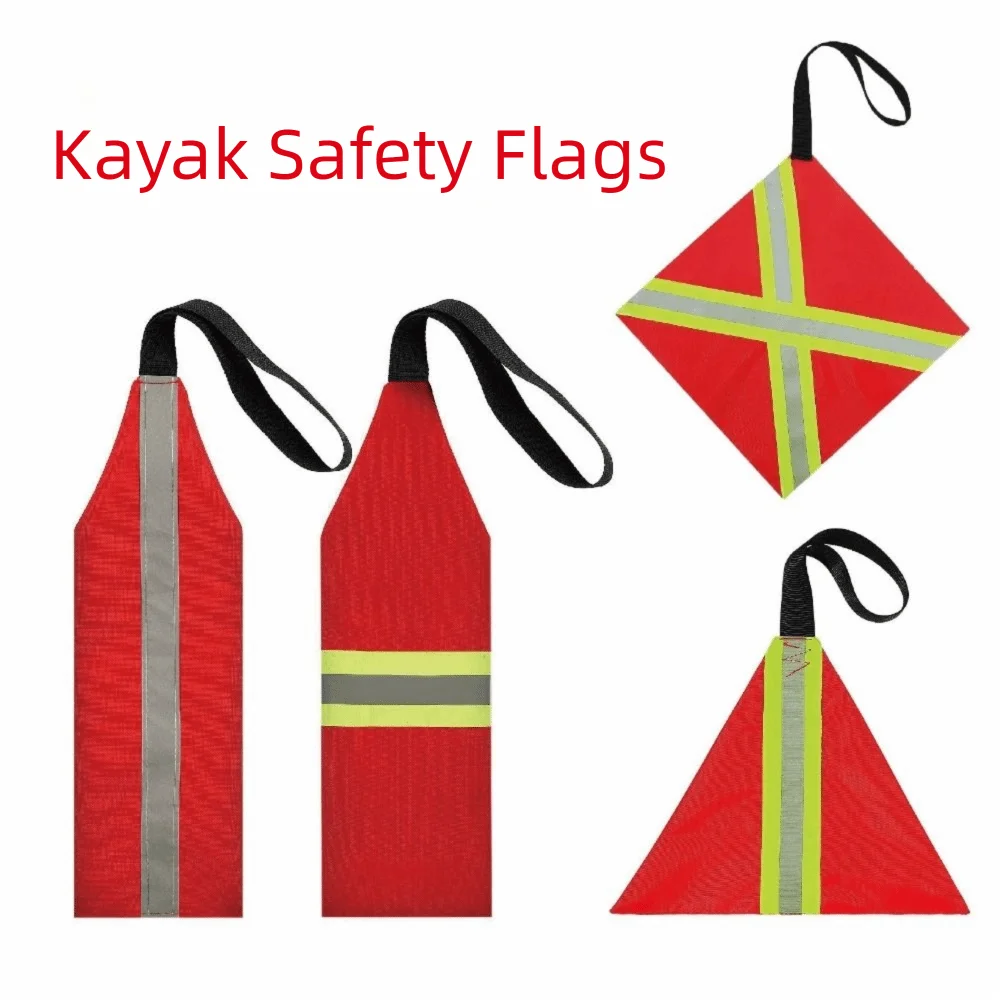 Reflective Strips Safety Travel Flag Oxford Fabric Red Kayak Safety Flag Water-Resistant Better Quality Reflective Safety Flag