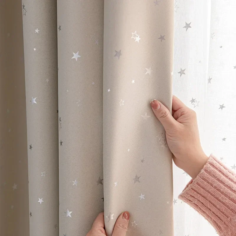 Shiny Stars Children Cloth Curtains For Kids Boy Girl Bedroom Living Room Blue/Pink Blackout Cortinas Custom Made Drape wp123#40