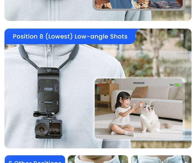 aMagisn Unsichtbare Magnetische Nackenhalterung, POV Nackenhalterung für Gopro / DJI Pocket 4 / Insta360 Ace, Luna Ultra Zubehör – Detail 15
