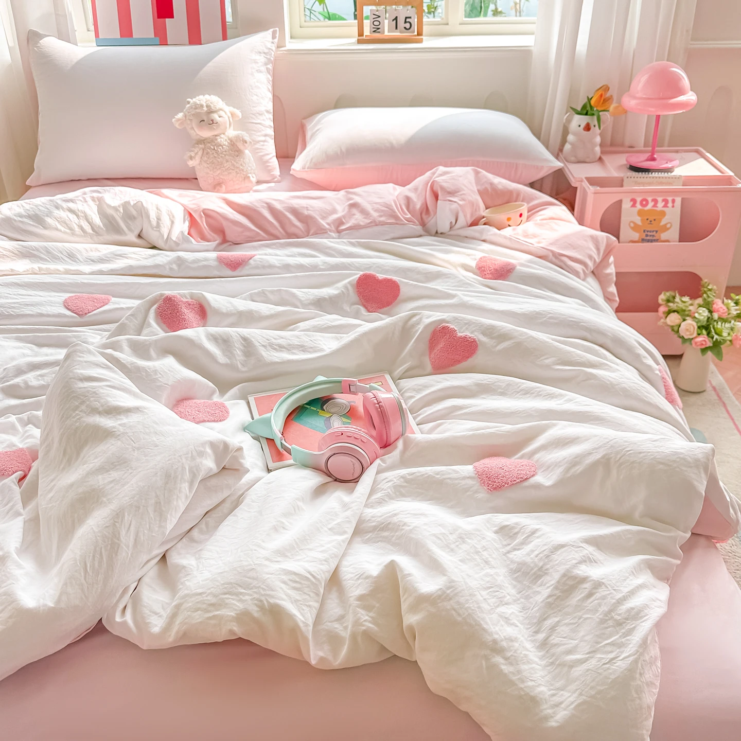3Pcs Pink Heart Duv…