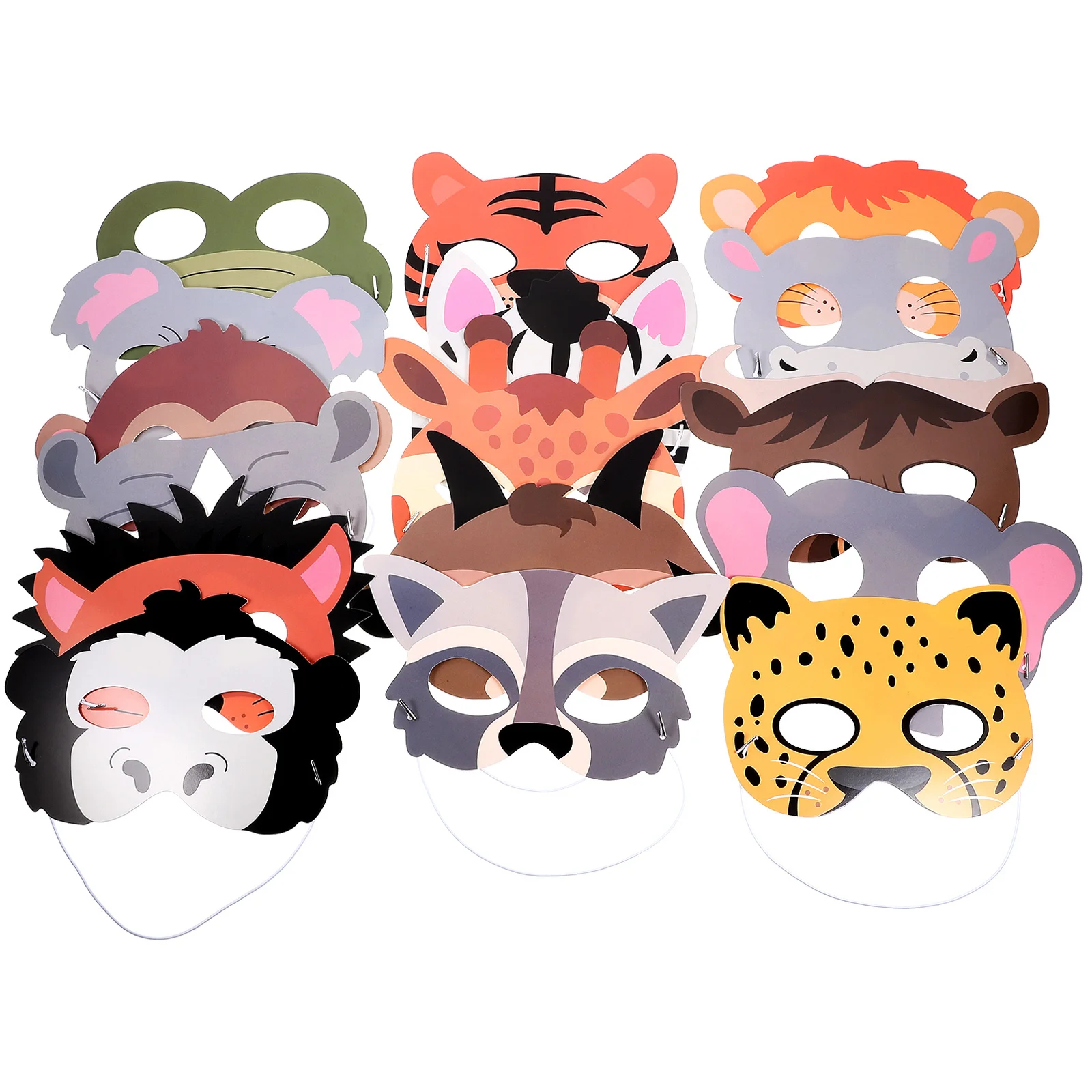 16 قطعة من قناع الحيوانات، أقنعة تنكرية ورقية للوجه، زينة لحفلات أعياد الميلاد