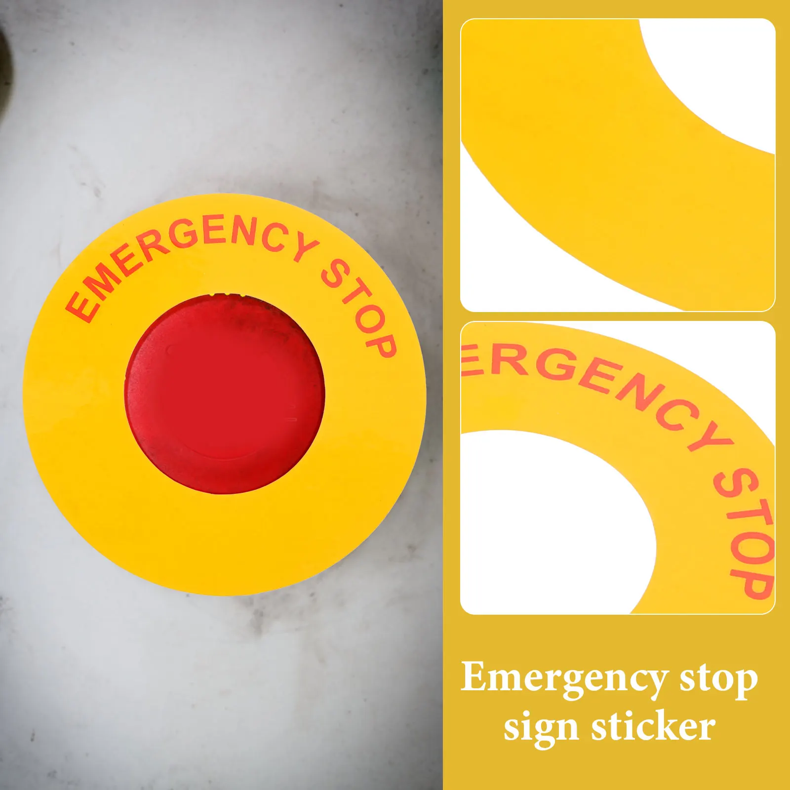 

4pcs Emergency Label Printed Bright Color PP Material Warning Sign Stickers for Machinery Peel Stick Strong Adhesion