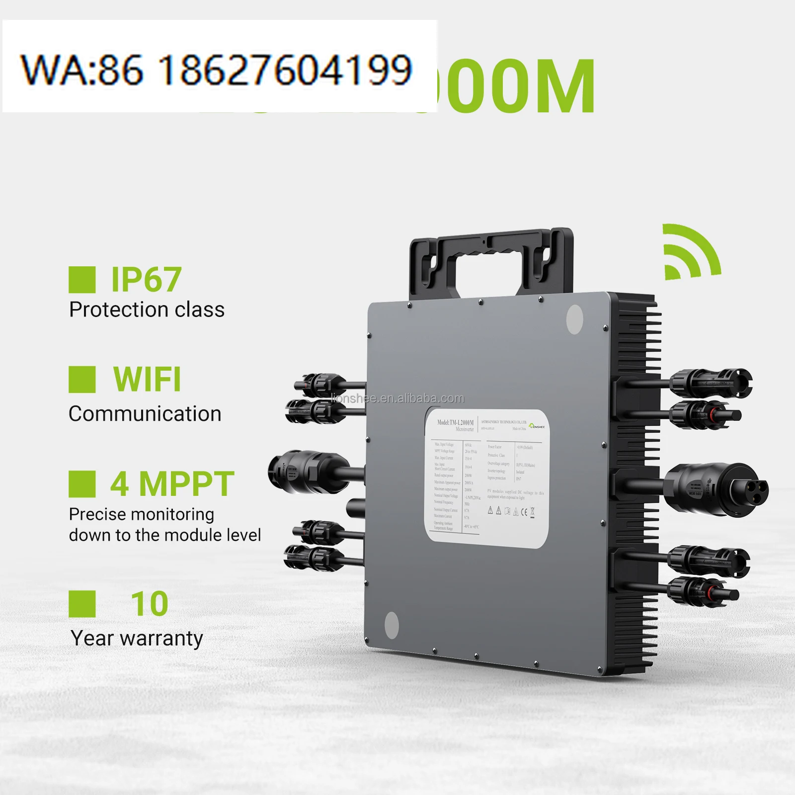 

600W 700W 800W Two In One Waterproof Smart Grid Tie Micro Inverter DC AC Solar Power Conversion System