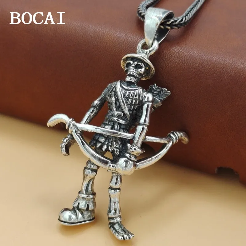 

Новый Винтажный кулон BOCAI из стерлингового серебра S925 пробы с головой черепа и якоря в лодке