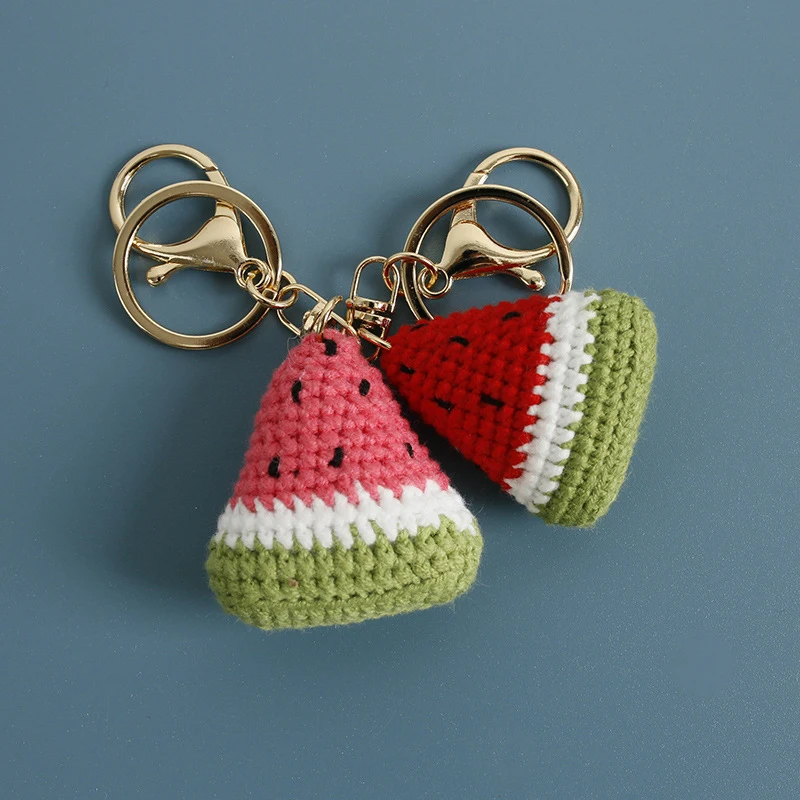 Sweet Hand-woven Watermelon Pendant Keychain Cartoon Bag Hanging Decoration Car Keychain Bag Decoration Accessories Gifts