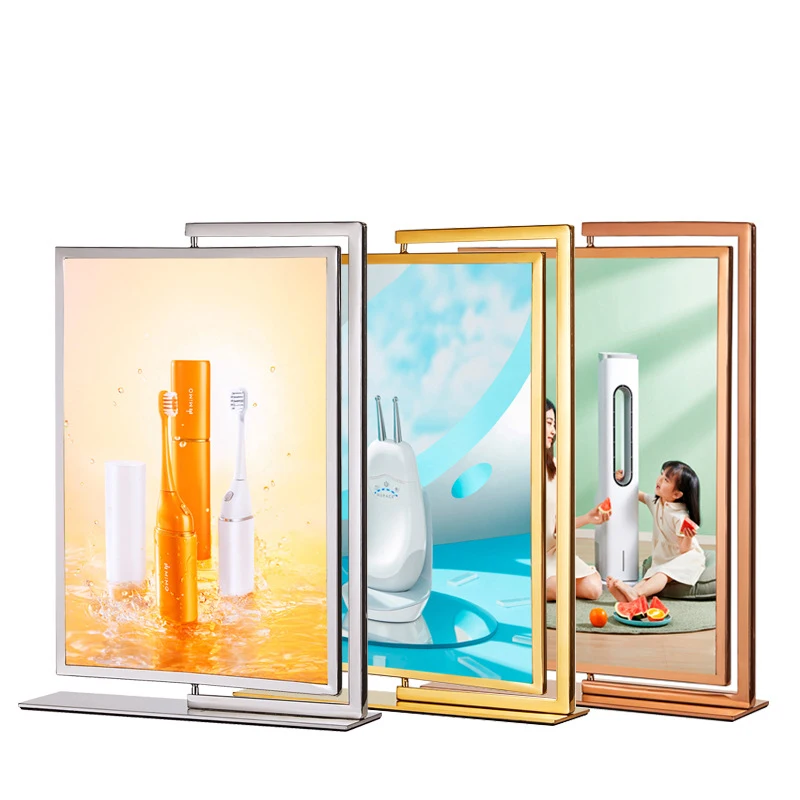 A4/A5 Metal Rotating Menu Paper Sign Holder Display Stand Wedding Shelf Metal Photo Picture Frame Display Board Price List