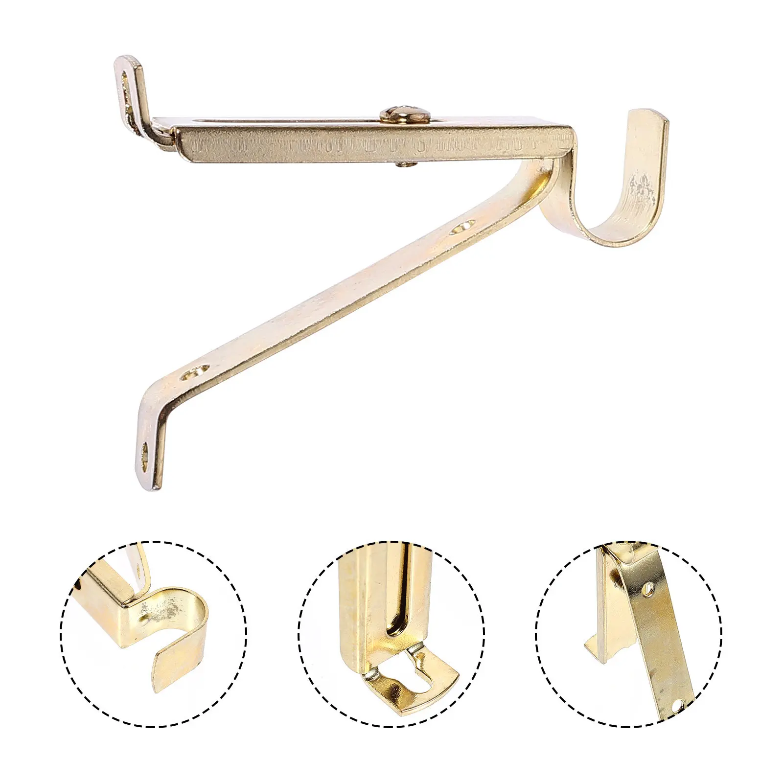 4Pcs Curtain Rod Accessories Sturdy Steel Brackets Retro Style Smooth Finish Easy Install Home Office Window Dressing Hardware